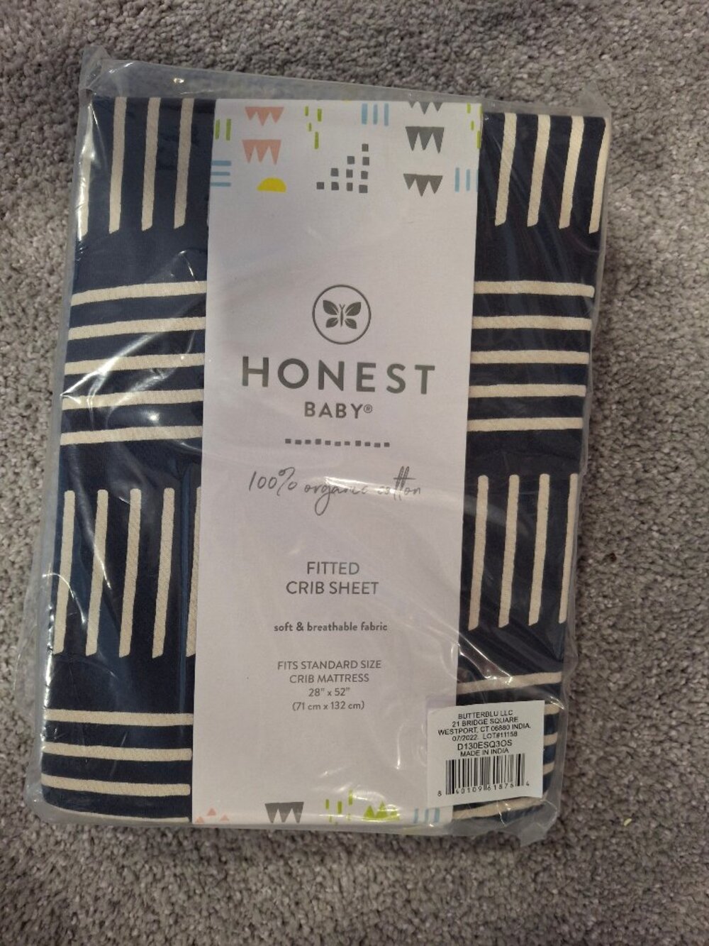Crib sheet, Honest Baby Company, Navy, organic cotton, NWT